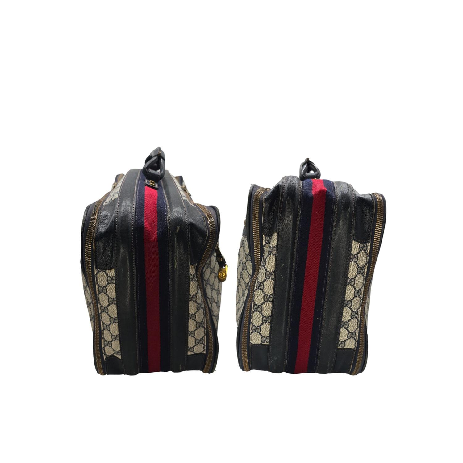 Gucci Vintage GG Web Suitcase Luggage In Good Condition For Sale In Scottsdale, AZ