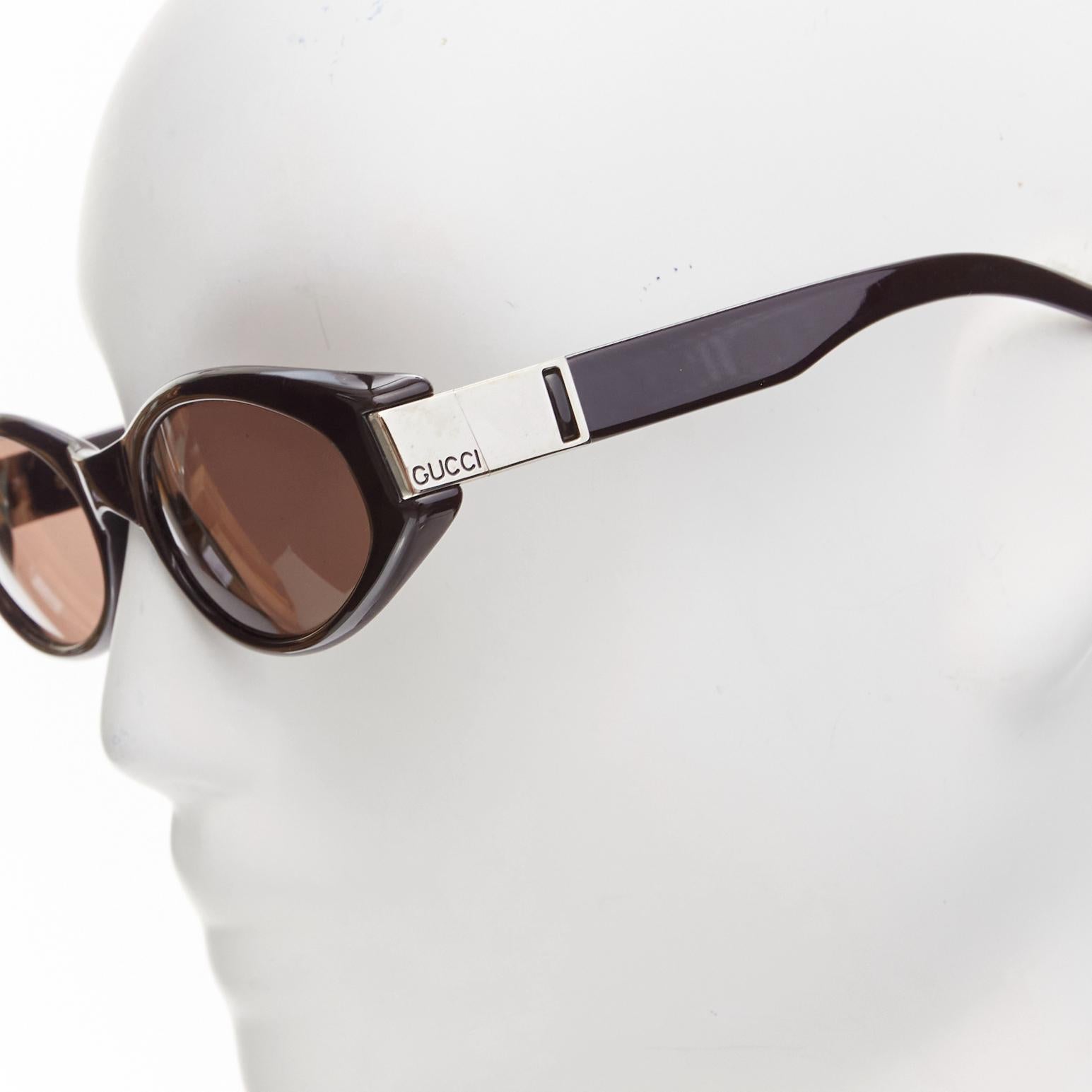 Gray GUCCI Vintage GG2411S dark brown GG logo egg shape retro sunglasses For Sale