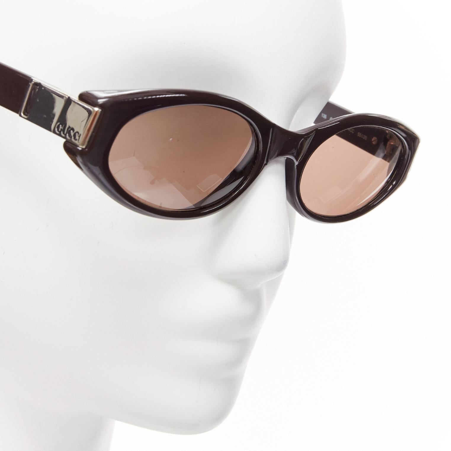 Women's GUCCI Vintage GG2411S dark brown GG logo egg shape retro sunglasses For Sale