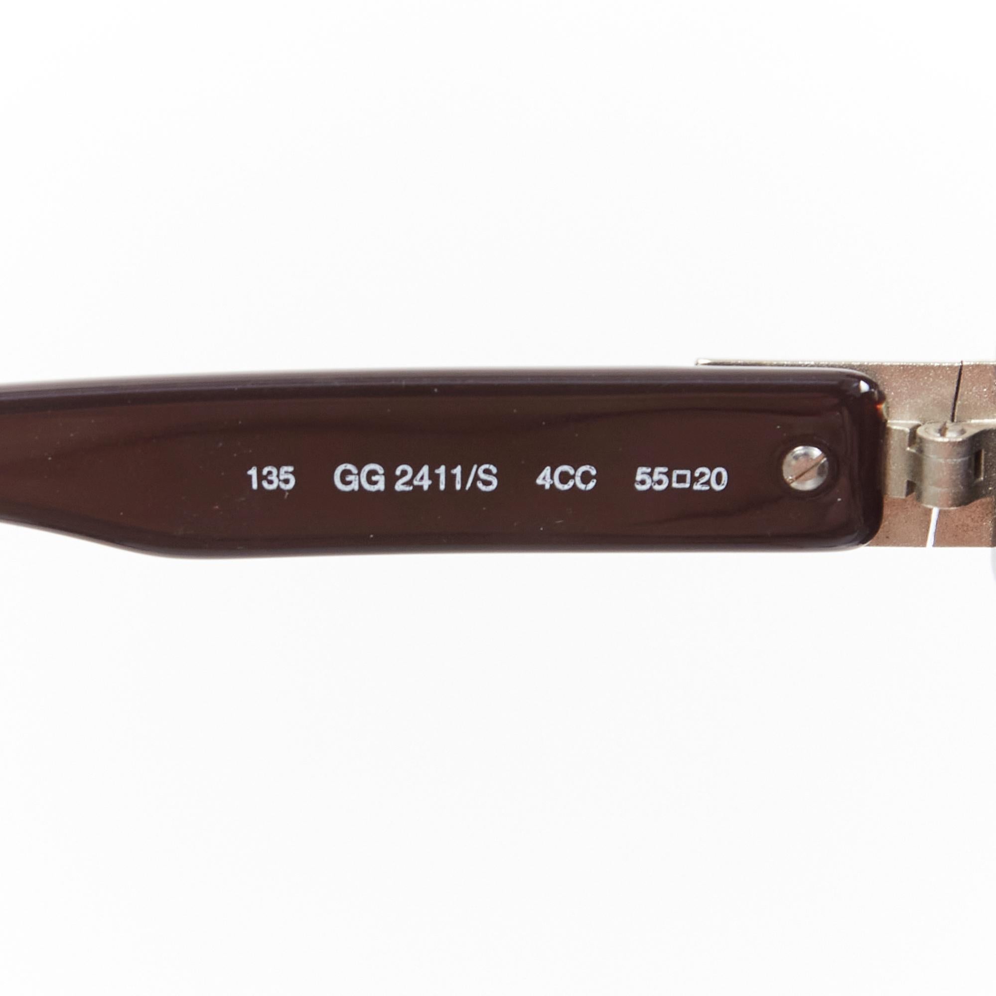 GUCCI Vintage GG2411S dark brown GG logo egg shape retro sunglasses For Sale 2
