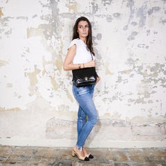 GUCCI Vintage Glossy Black Crocodile Bag