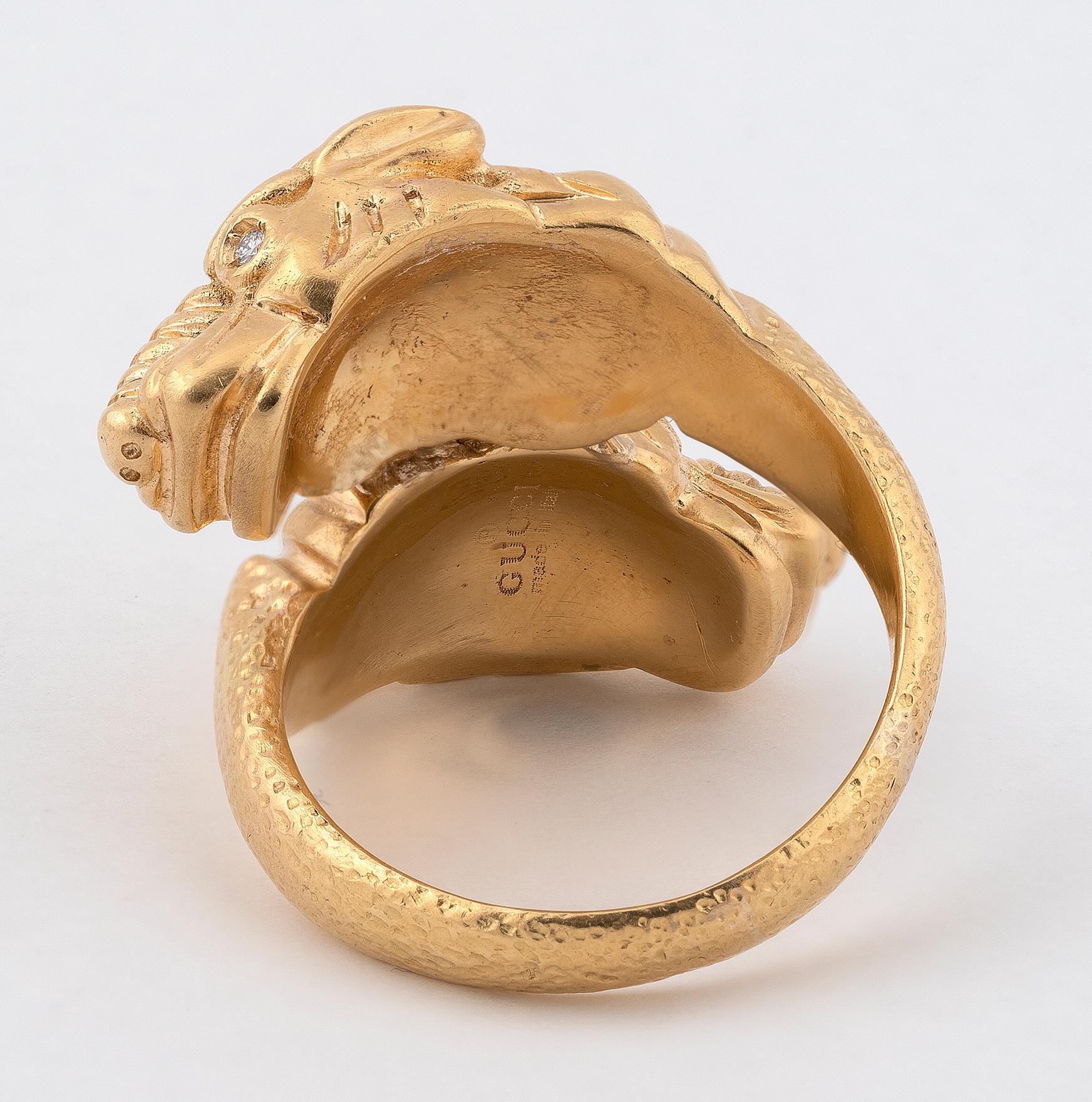 gucci tiger ring gold
