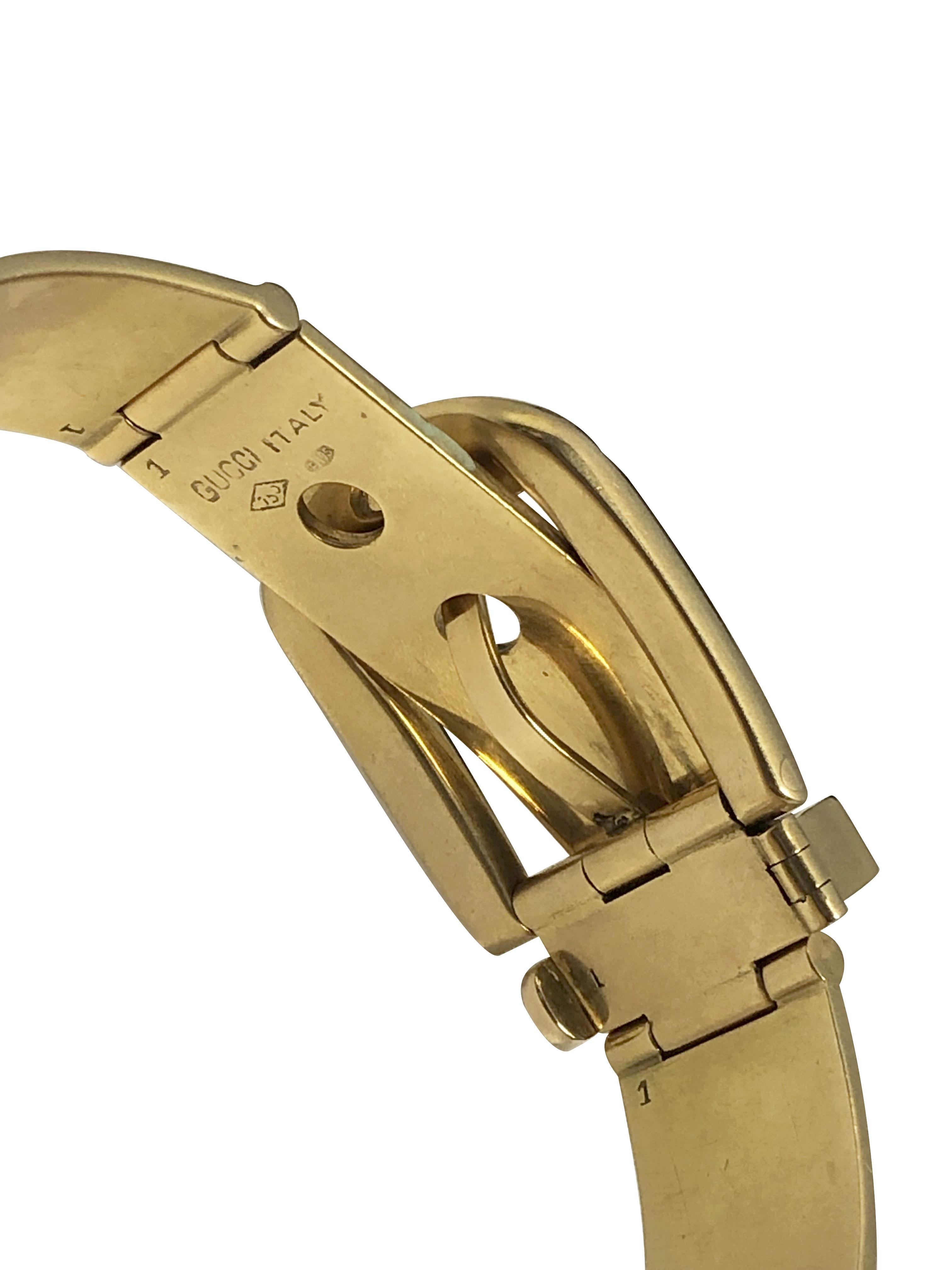 Gucci Vintage Gold und Emaille Klassisches Schnallenarmband im Angebot 4