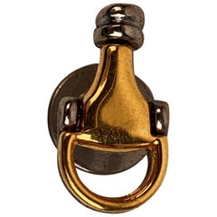 Gucci Vintage Gold and Silver Metal Mini Horsebit Pin Brooch