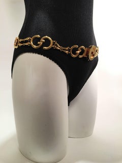 Gucci Vintage Gold GG Logo Chain Belt