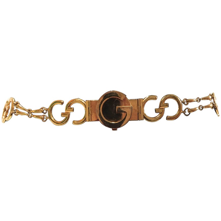 Gucci Vintage Gold GG Logo Chain Belt For Sale at 1stDibs 