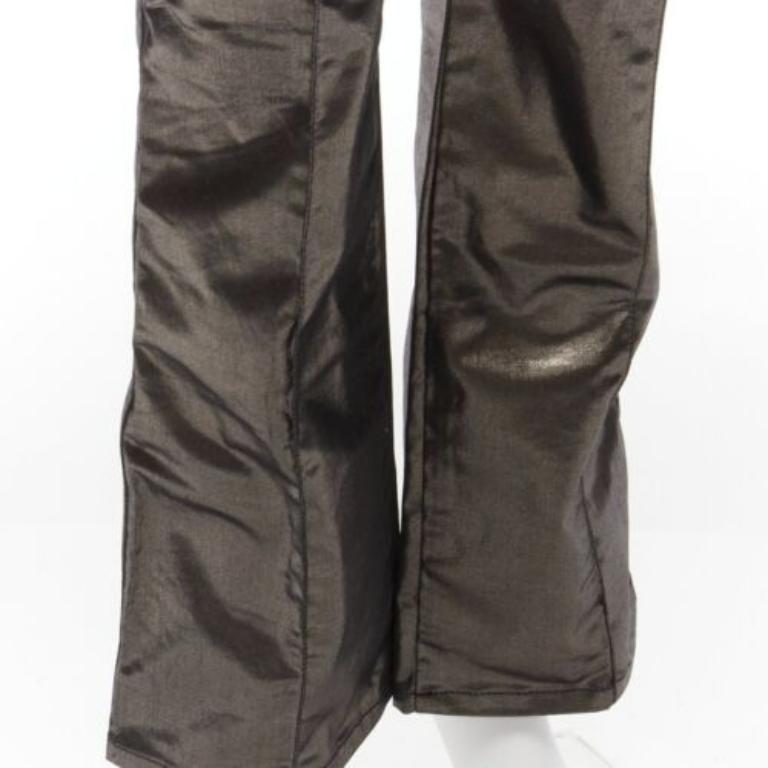 GUCCI Vintage gold gunmetal sheen hip chain flare leg pants IT42 M For Sale 3