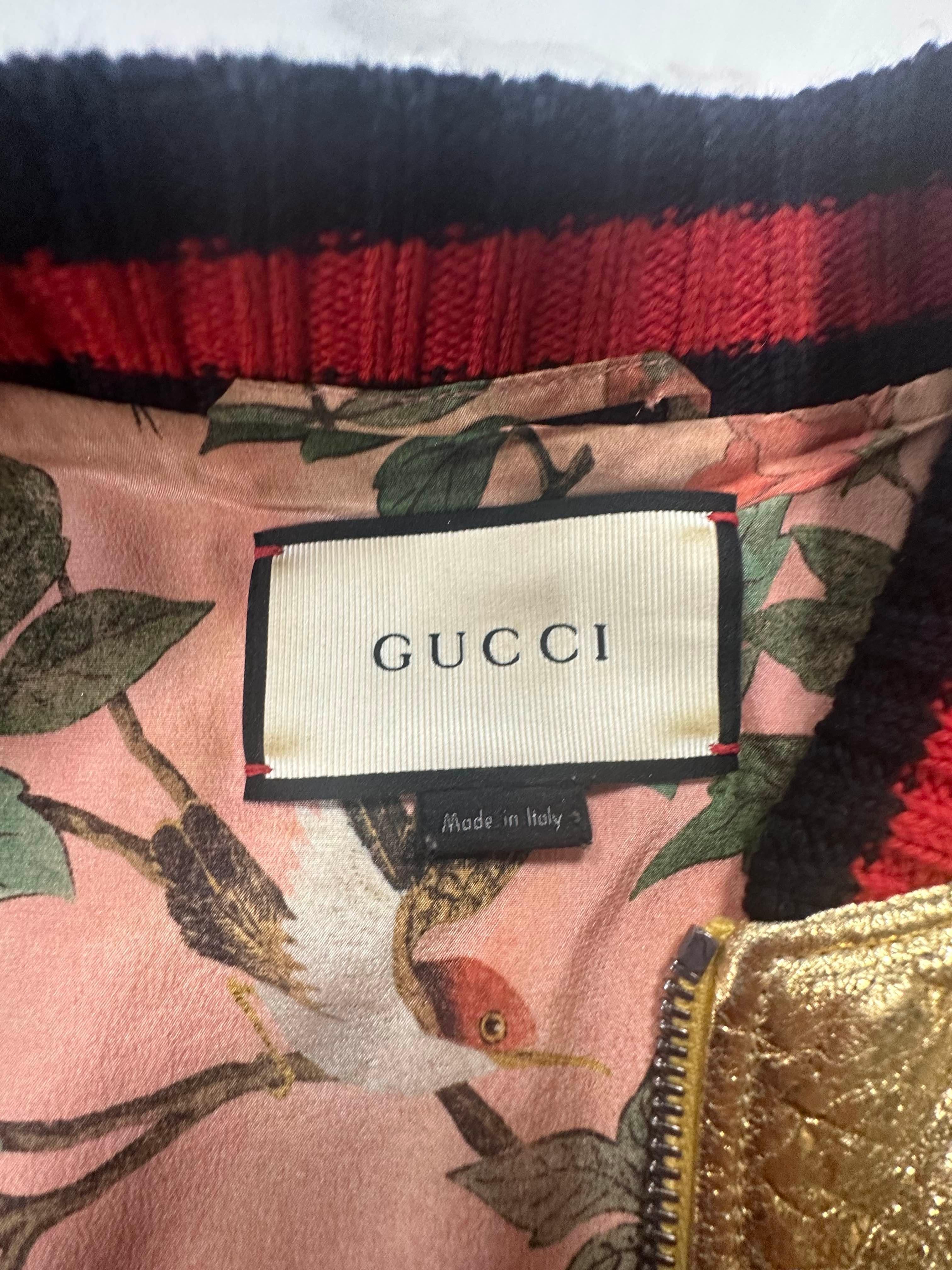 Veste vintage Gucci en cuir d'agneau doré 40  Petit) en vente 6
