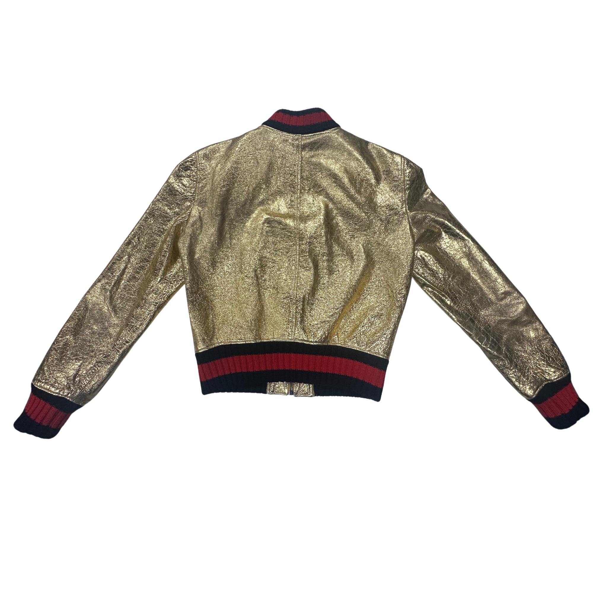 Gucci Vintage Goldfarbene Lammfelljacke (40  Klein) im Angebot 2