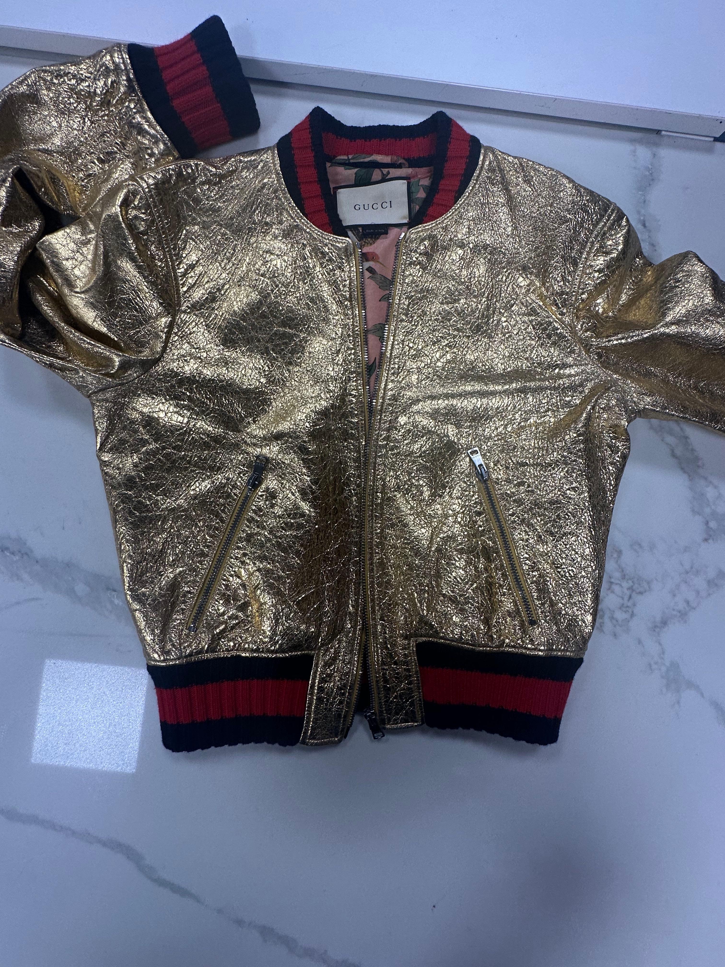 Gucci Vintage Gold Lambskin Jacket (40  Small) For Sale 4