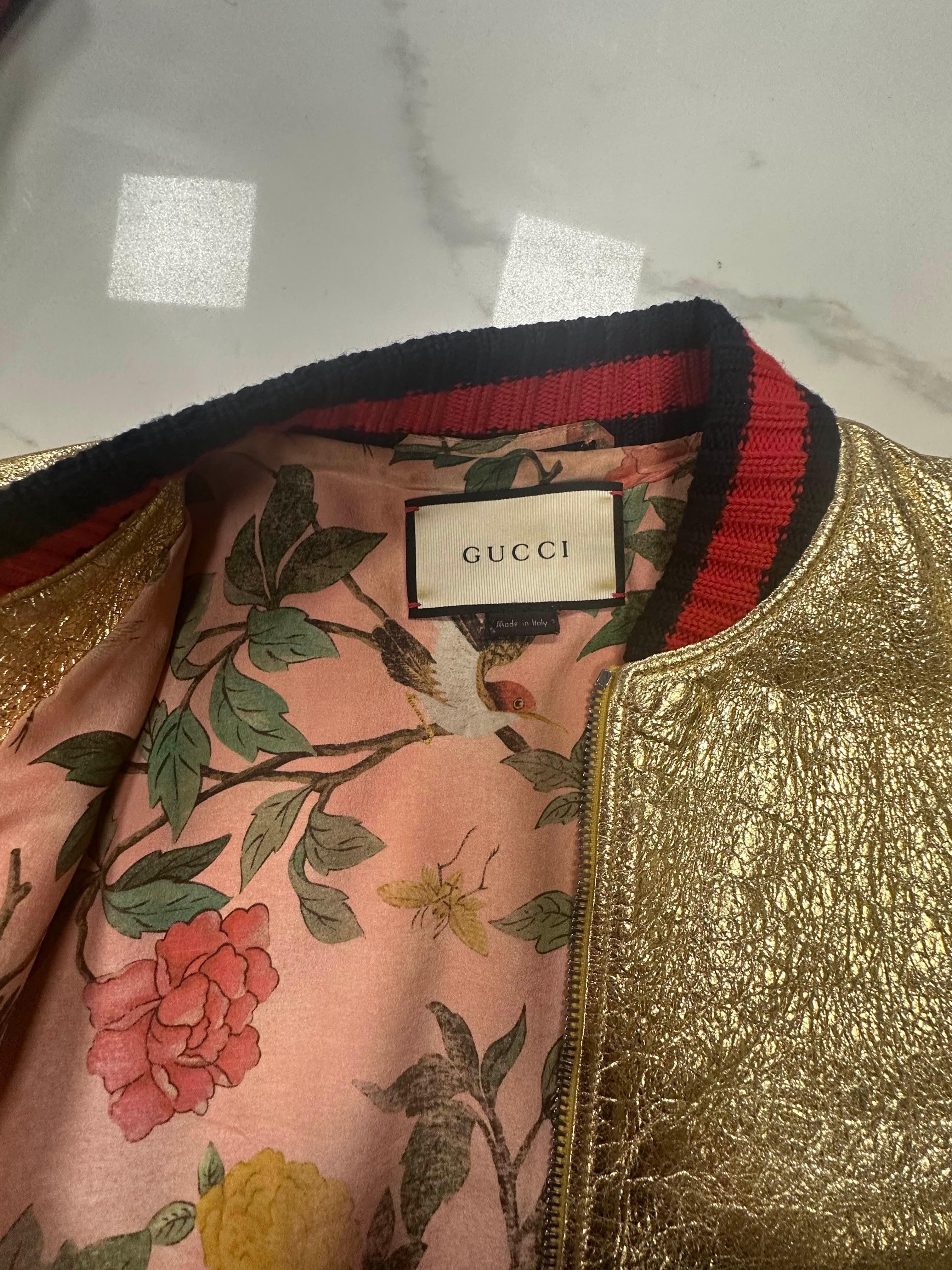 Gucci Vintage Gold Lambskin Jacket (40  Small) For Sale 5