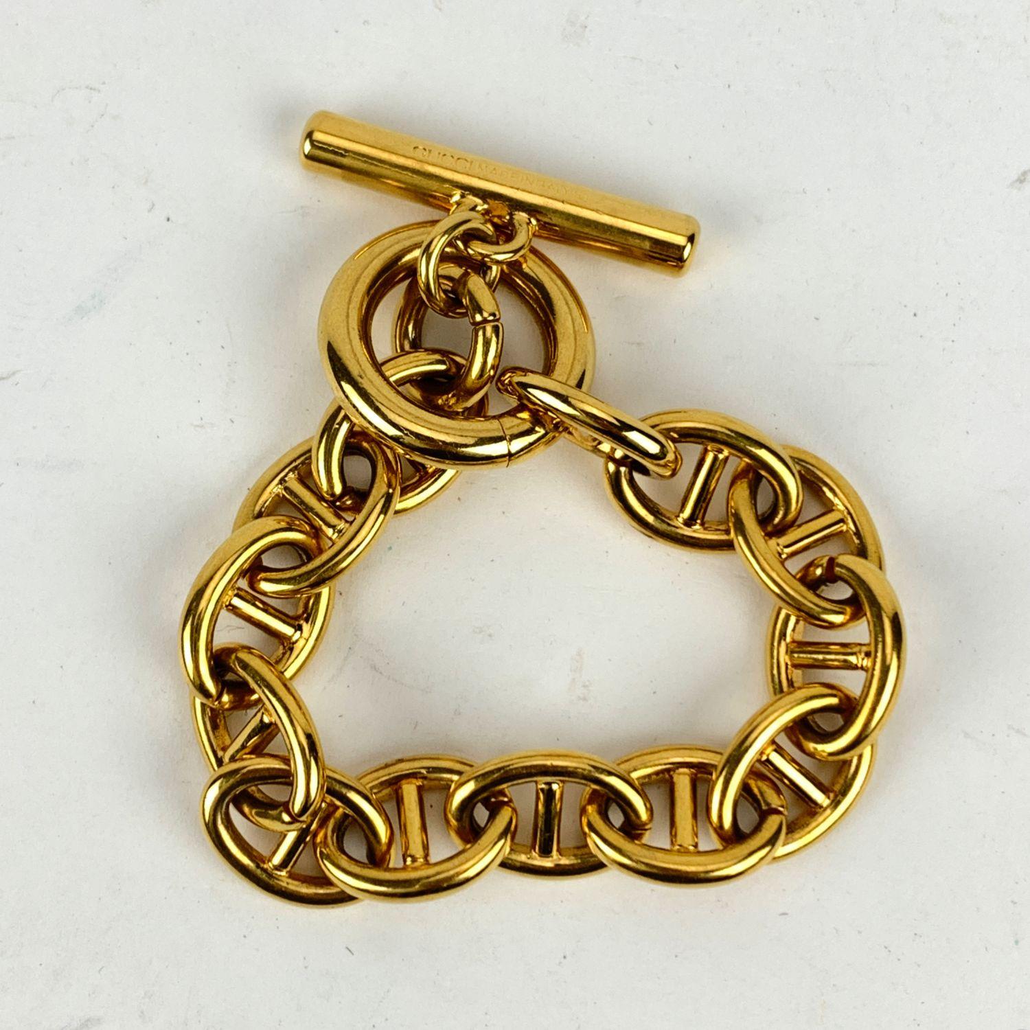 Gucci Vintage Gold Metal Anchor Chain Unisex Toggle Bracelet 2