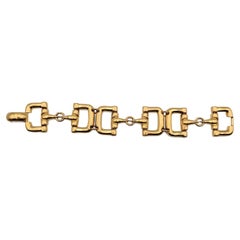Gucci Vintage Gold Metal Horsebit Articulated Chain Bracelet