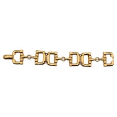 Gucci Vintage Gold Metal Horsebit Articulated Chain Bracelet