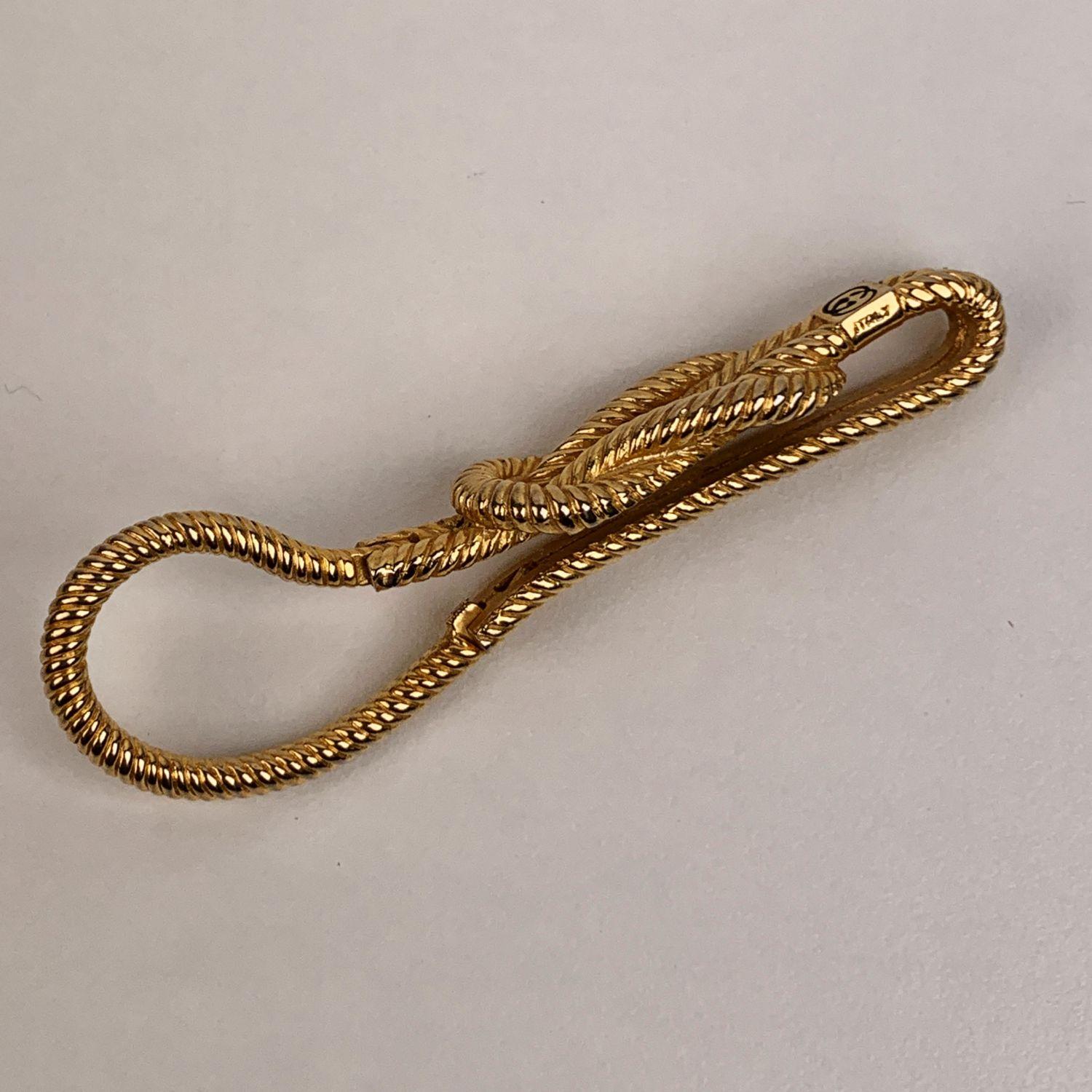Brown Gucci Vintage Gold Metal Rope Knot Keyring with Box