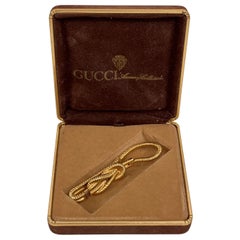 Gucci Vintage Gold Metal Rope Knot Keyring with Box