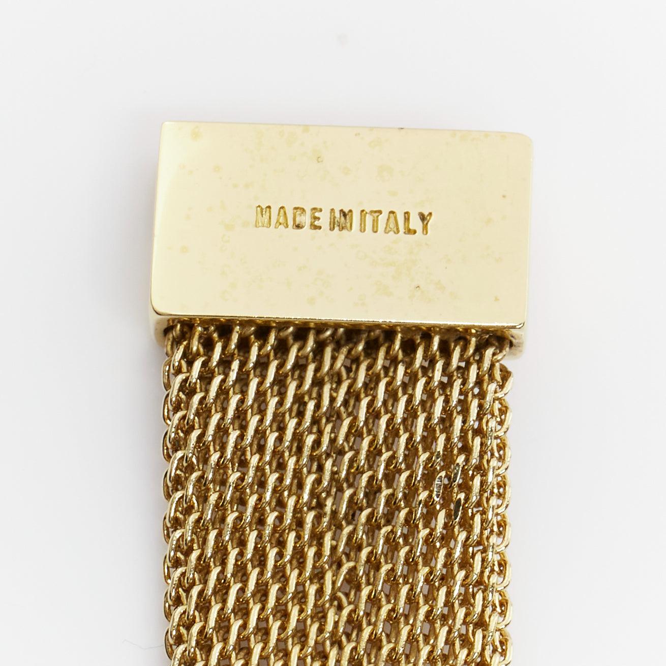Women's GUCCI Vintage gold plated chainmail logo metal bracelet For Sale