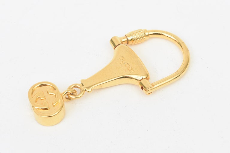 Gucci Vintage Gold Plated Horsebit Key Chain, 1970's, Unisex at