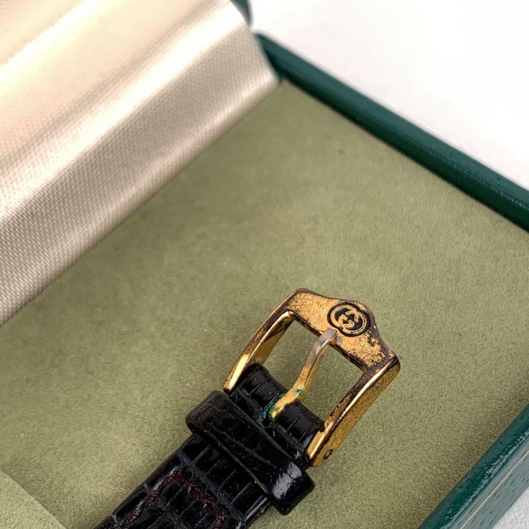 Gucci Vintage Gold Plated Mod 4500 L Watch Black Dial For 