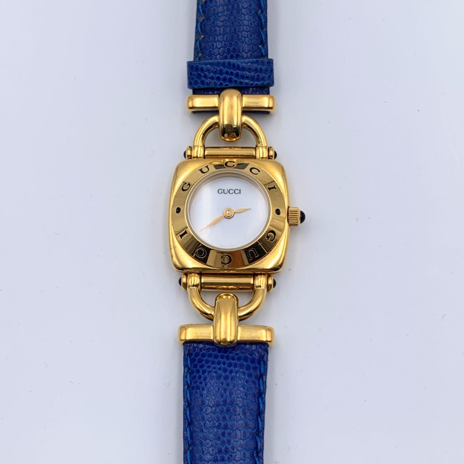 Gucci Vintage Gold Plated Mod 6300 L Wrist Watch White Dial In Excellent Condition In Rome, Rome