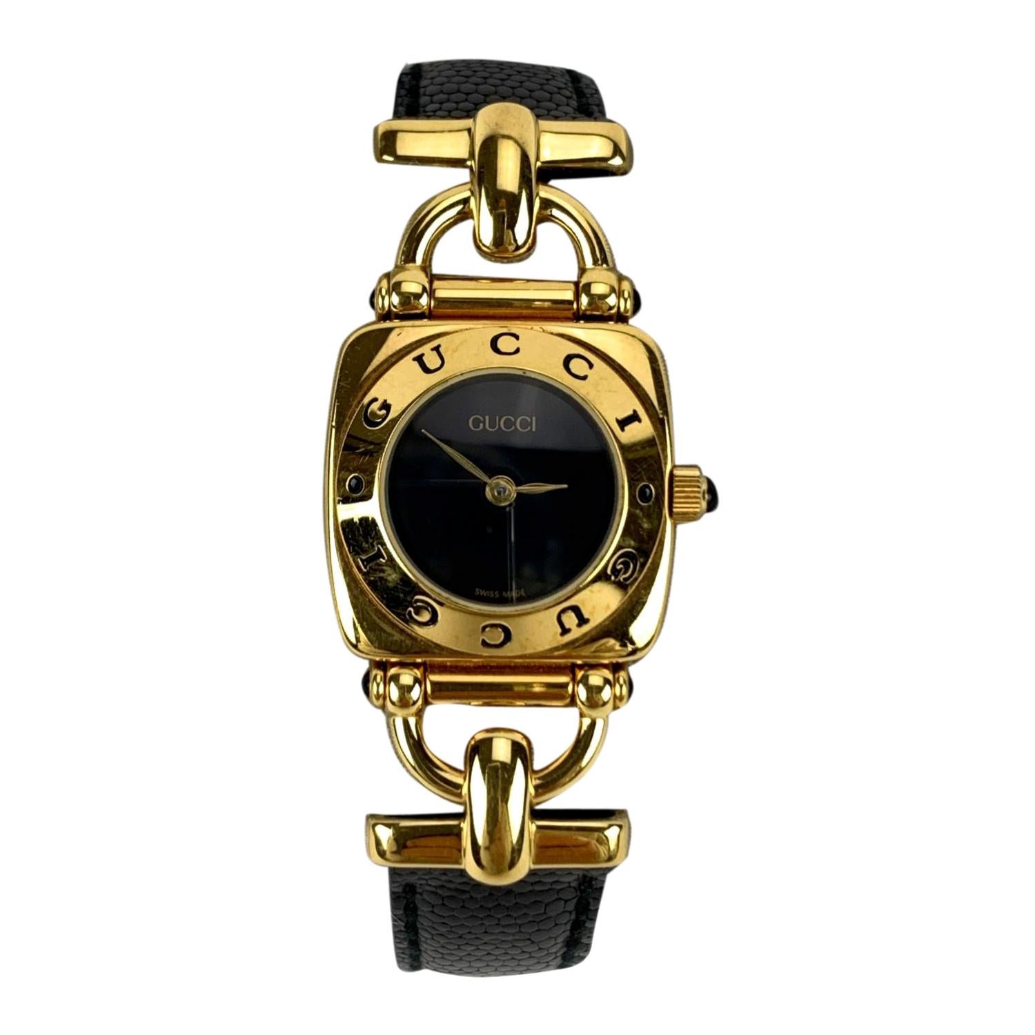 Gucci Vintage Gold Plated Stainless Steel Mod 6300 L Wrist Watch