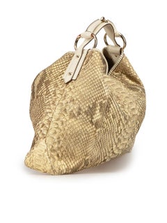 Gucci Vintage Gold Python Horsebit Hobo Bag