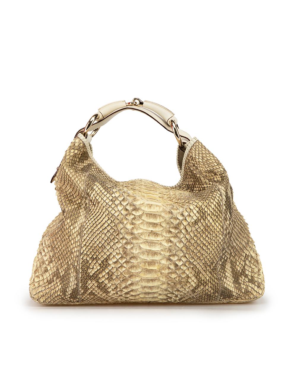 Gucci Vintage Gold Python Horsebit Hobo Bag In Good Condition For Sale In London, GB
