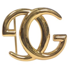 Gucci Vintage Gold Tone GG Logo Large Belt Buckle