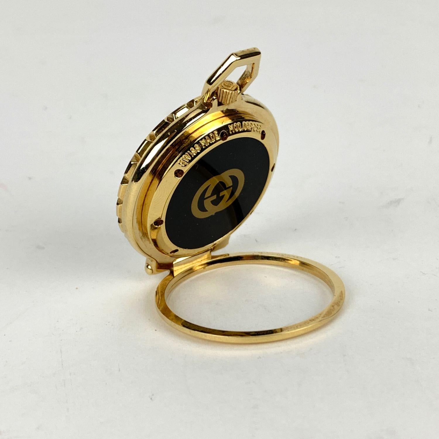 Gucci Vintage Gold Tone World Cities Travel Alarm Clock In Excellent Condition In Rome, Rome