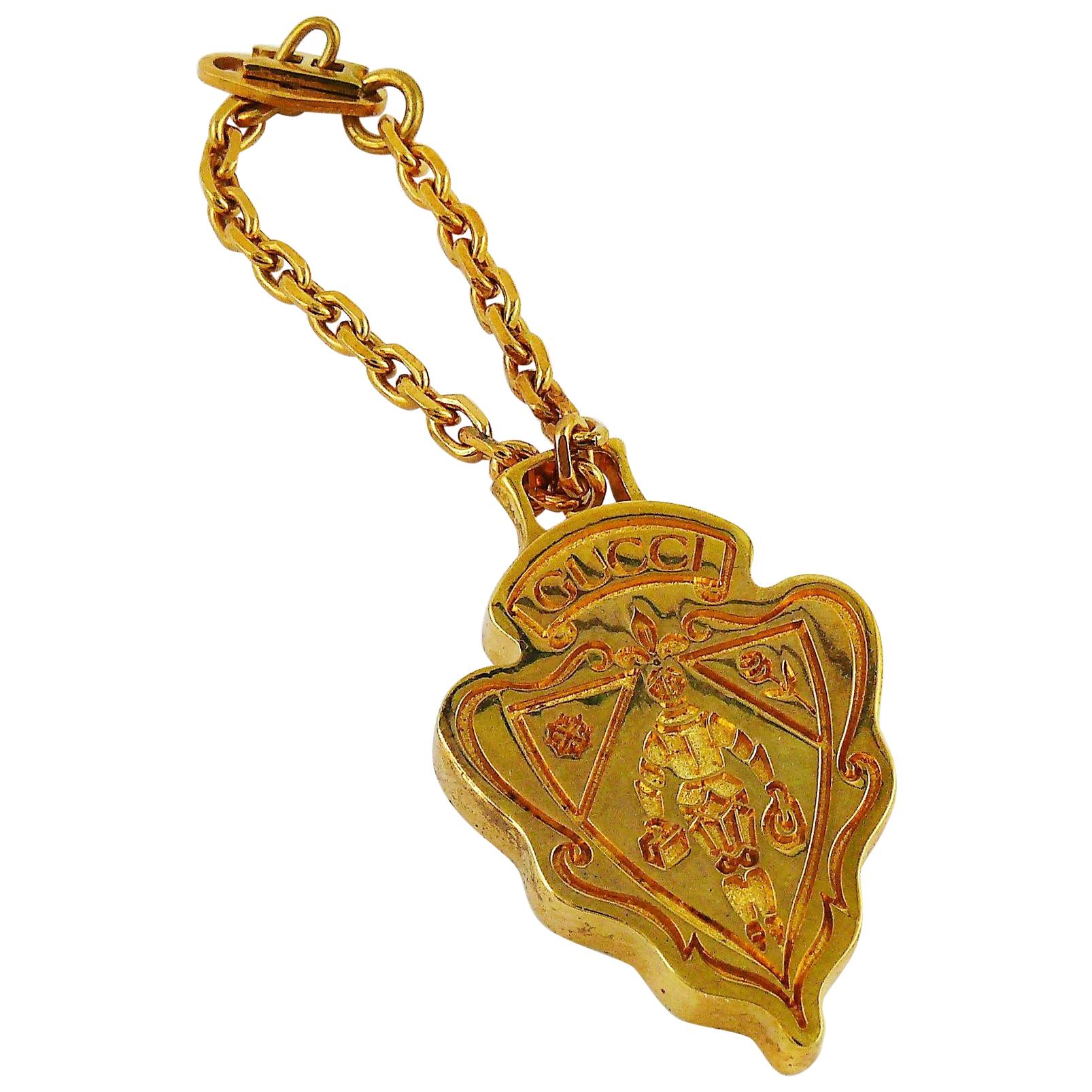 Vintage Gucci Vintage Goldfarben getöntes Wappen-Accessoire
