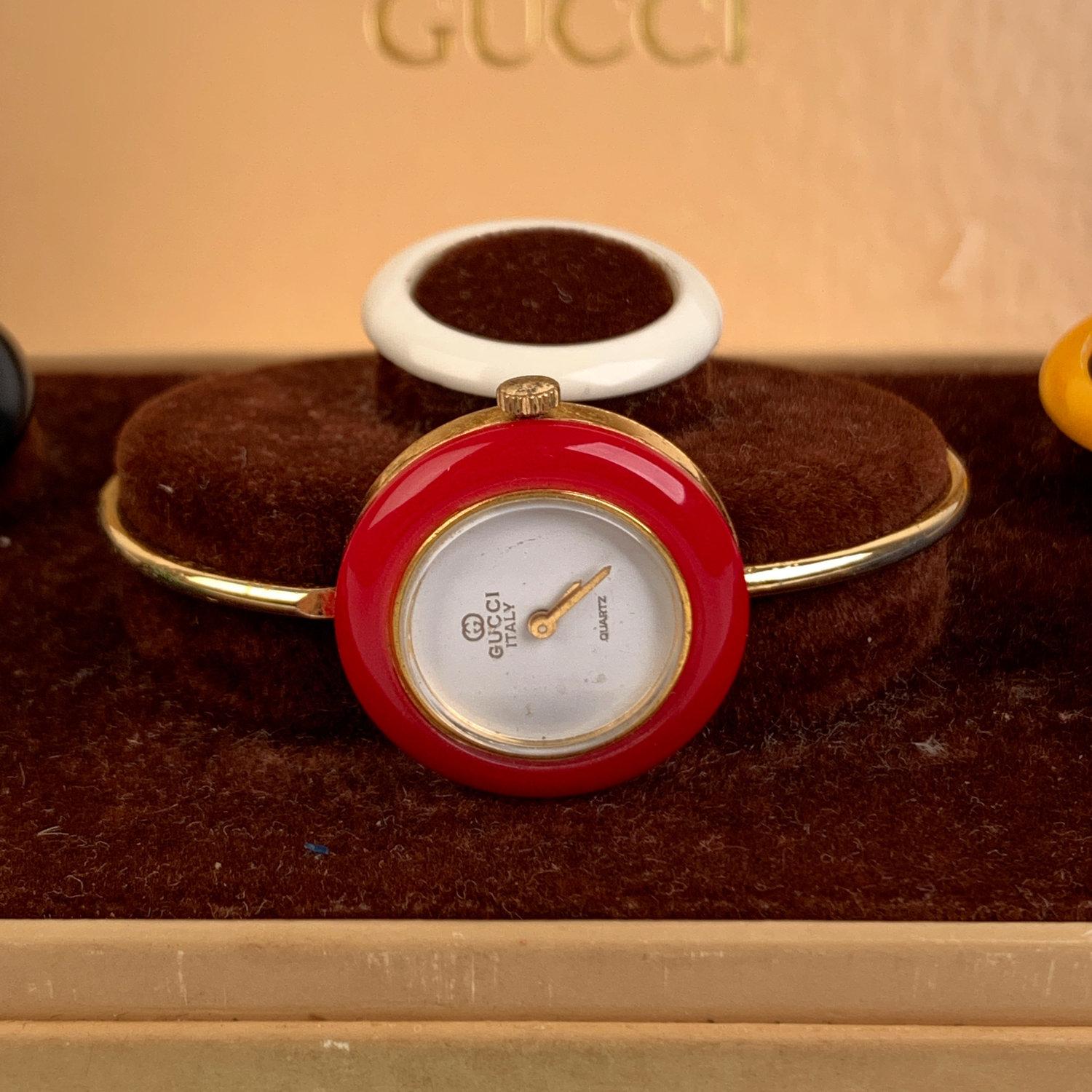 Gucci Vintage Golden 6 Bezel Wrist Watch Bracelet Bangle Rare In Good Condition In Rome, Rome