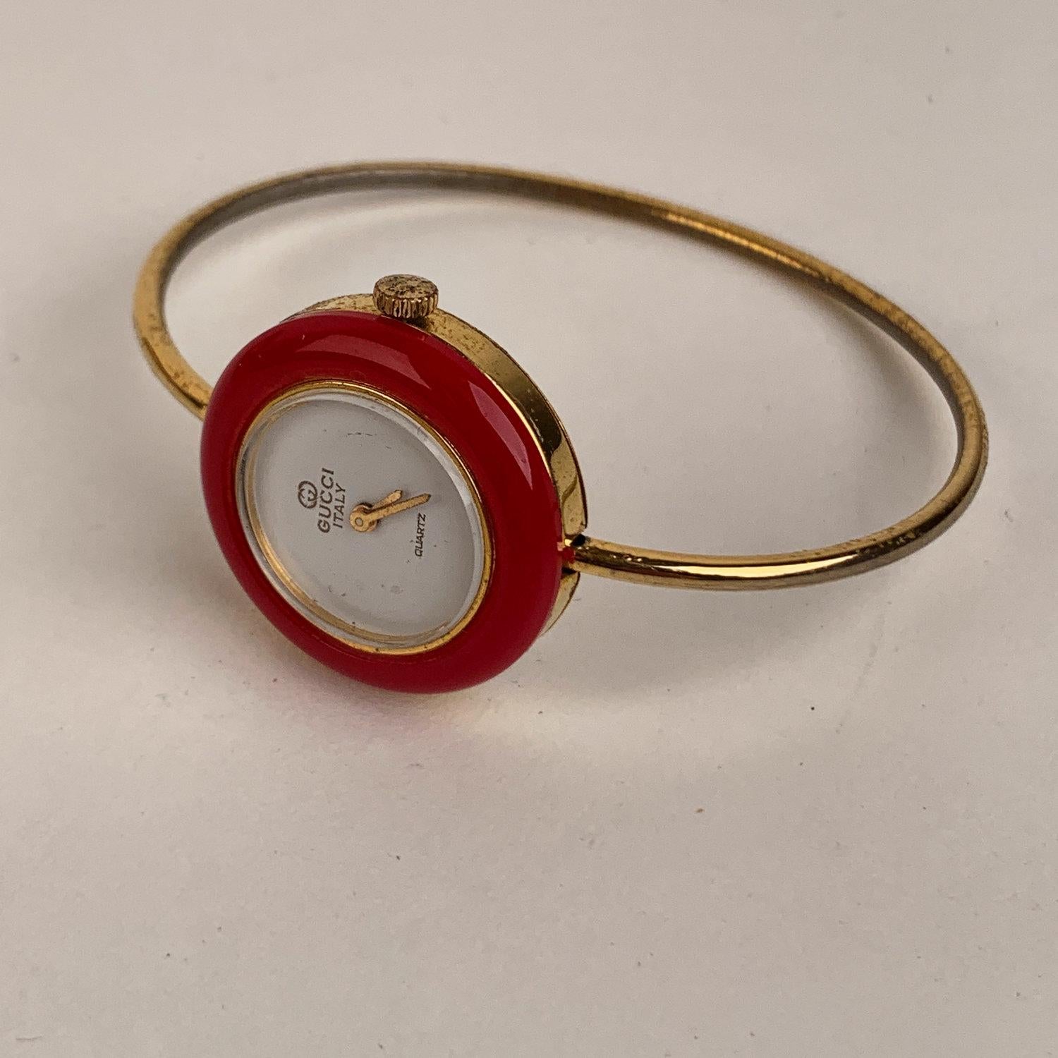 Women's Gucci Vintage Golden 6 Bezel Wrist Watch Bracelet Bangle Rare
