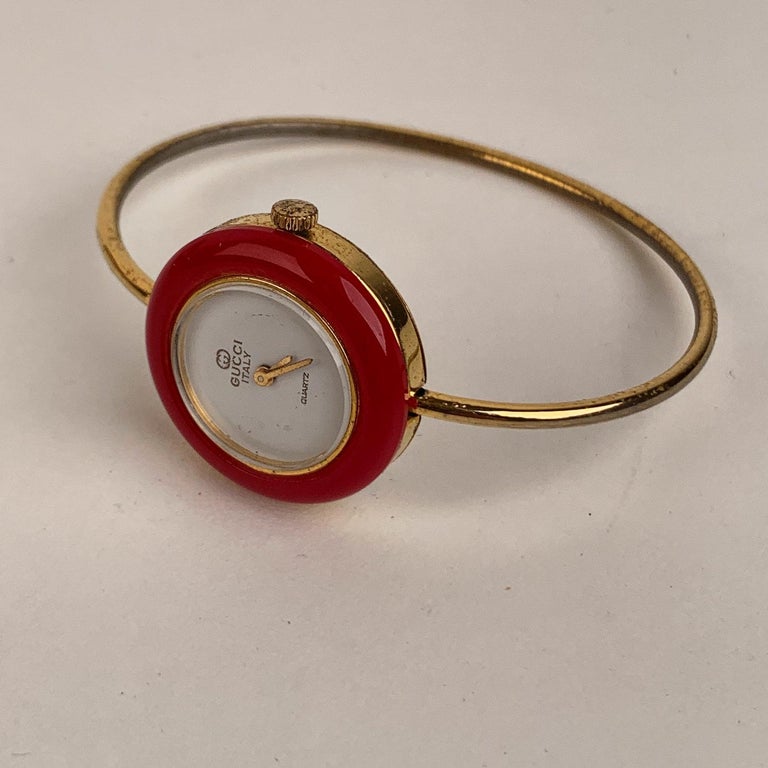 Gucci Vintage Golden 6 Bezel Wrist Watch Bracelet Bangle Rare For Sale