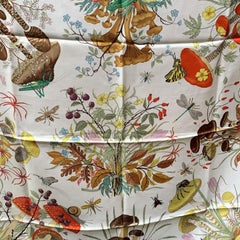 Gucci Vintage Green Floral Silk Scarf Funghi Mushrooms 1967 Accornero