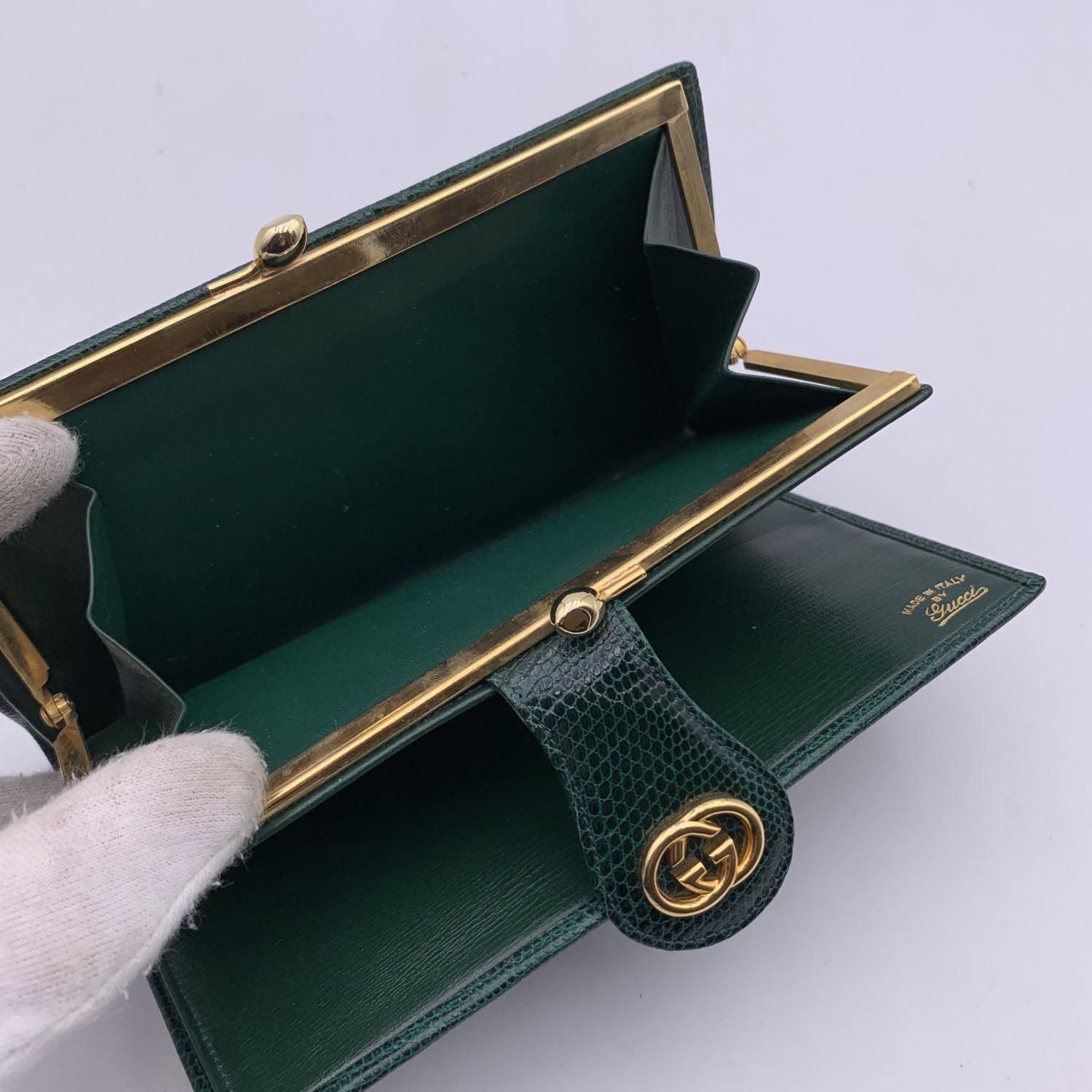 Women's Gucci Vintage Green Leather GG Logo Wallet Coin Purse