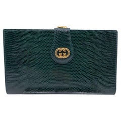 Gucci Vintage Green Leather GG Logo Wallet Coin Purse