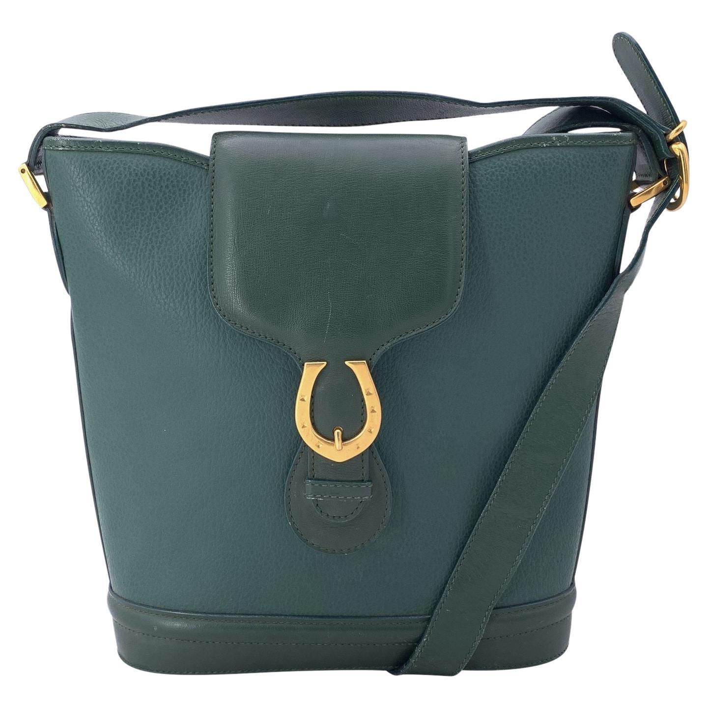 Gucci Vintage Green Leather Horseshoe Bucket Shoulder Bag