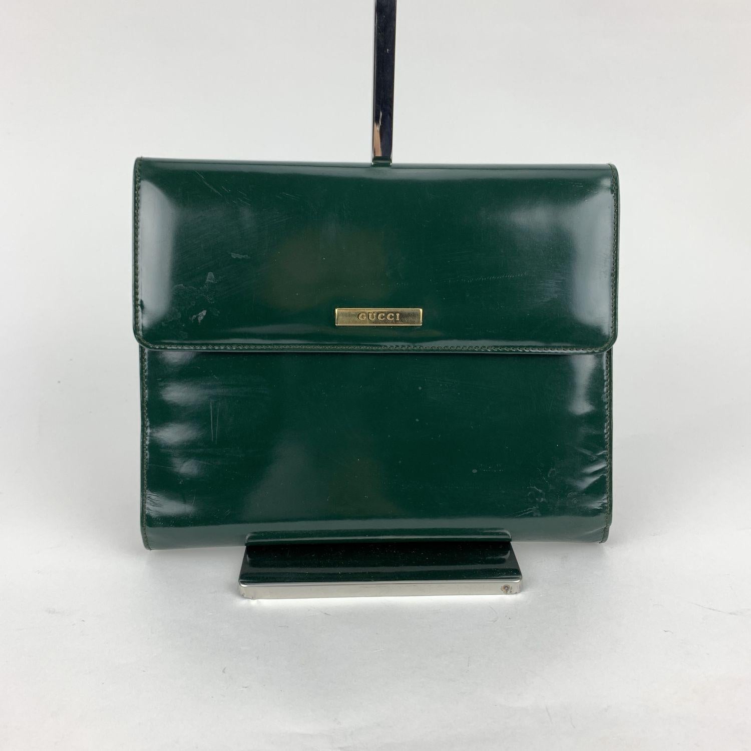 Gucci Vintage Green Patent Leather Notebook Agenda Cover 1