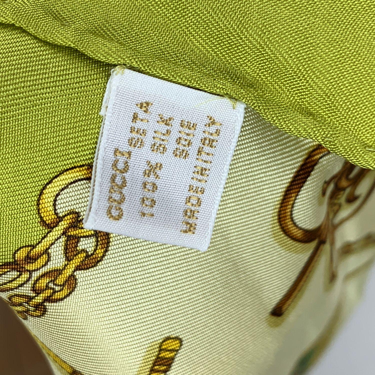 Brown Gucci Vintage Green Silk Pocket Watch Clock Scarf