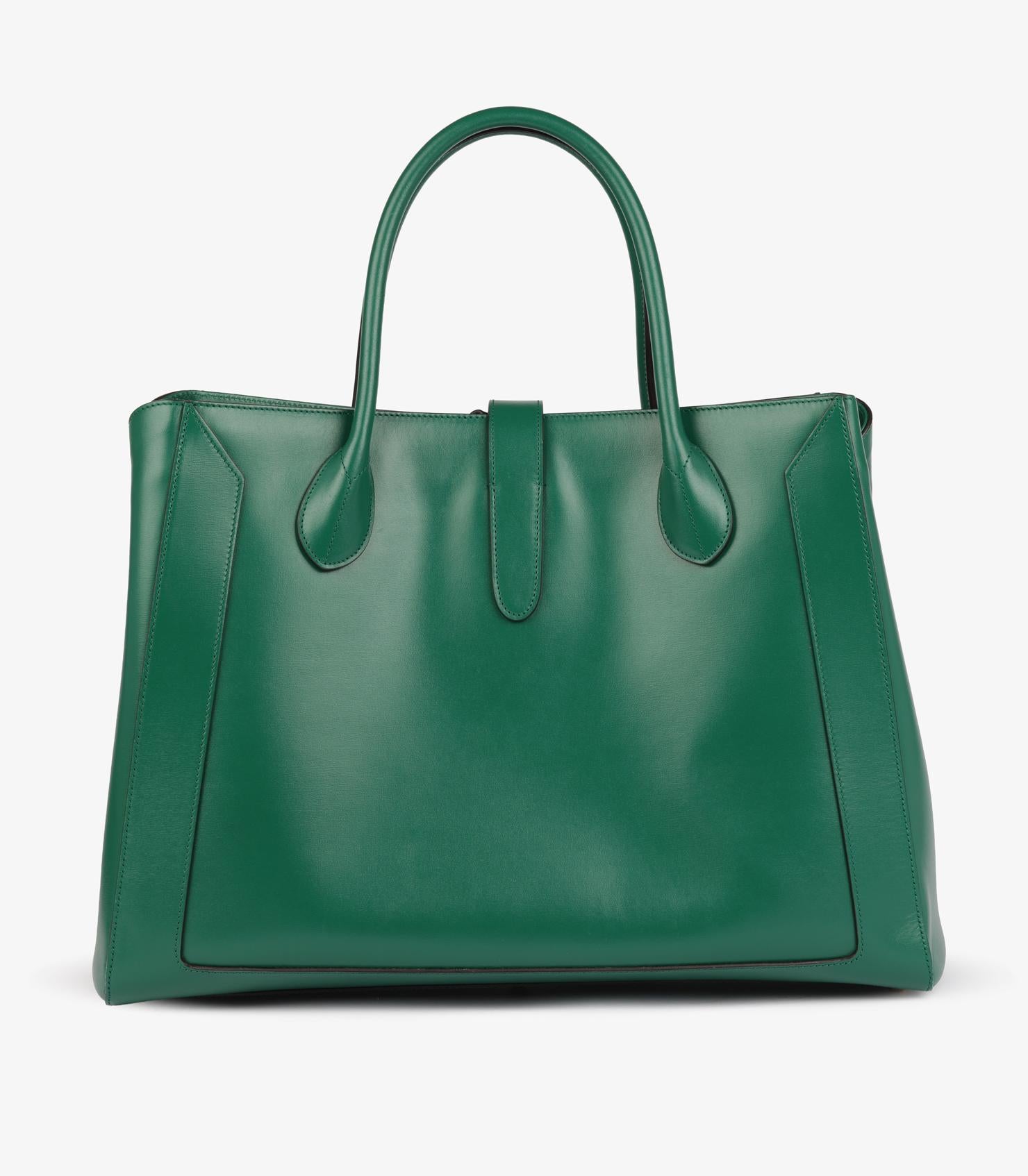 Gucci Vintage Grünes glattes Kalbsleder Jackie 1961 Large Tote Damen im Angebot