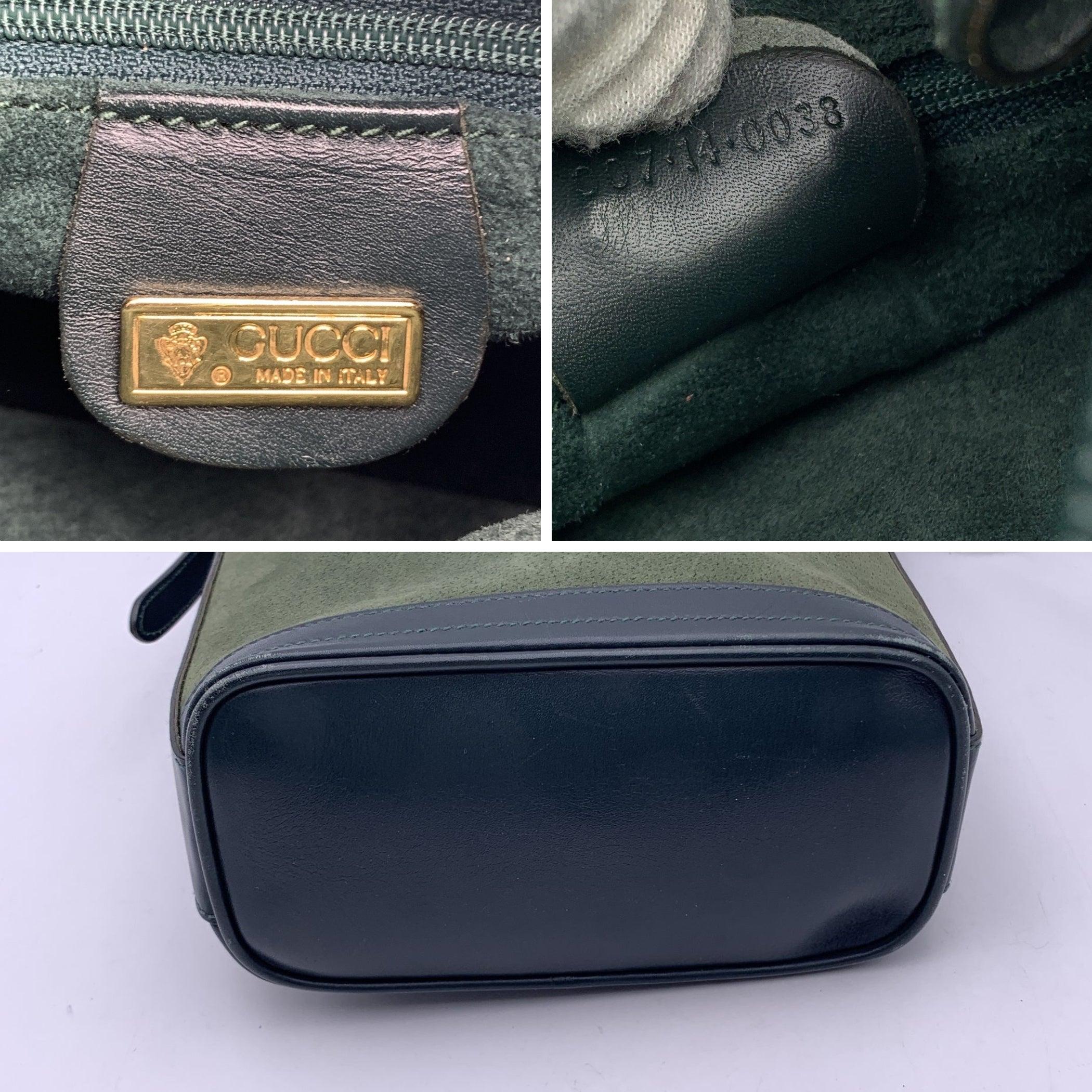 Bolso bandolera cruzado Gucci Vintage de ante y piel verde 1