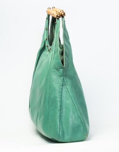 Gucci Vintage Green Tom Ford Bamboo Handle Hobo Bag