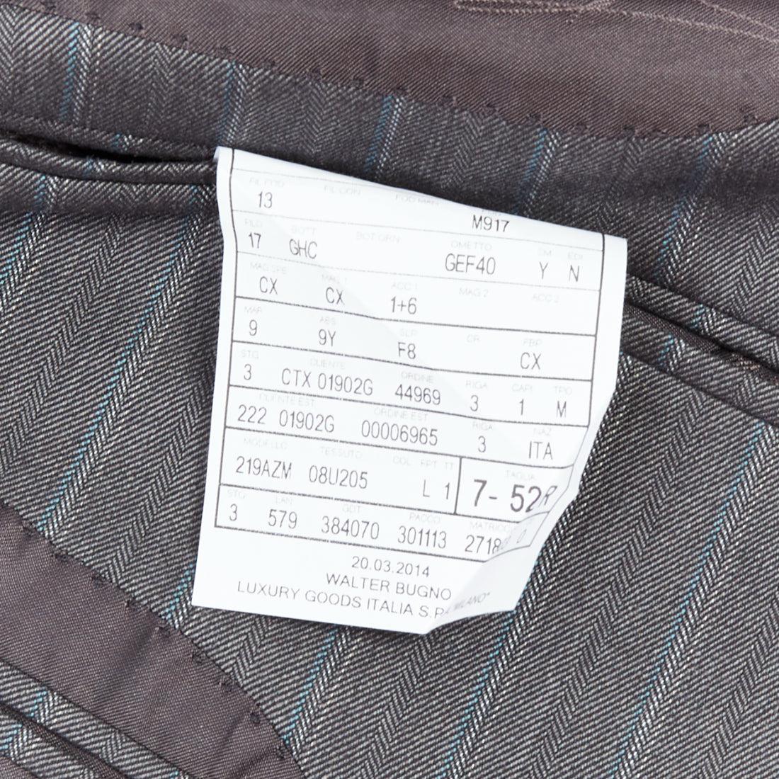 GUCCI Vintage grey blue wool cashmere pinstripe blazer IT52 XL For Sale 3