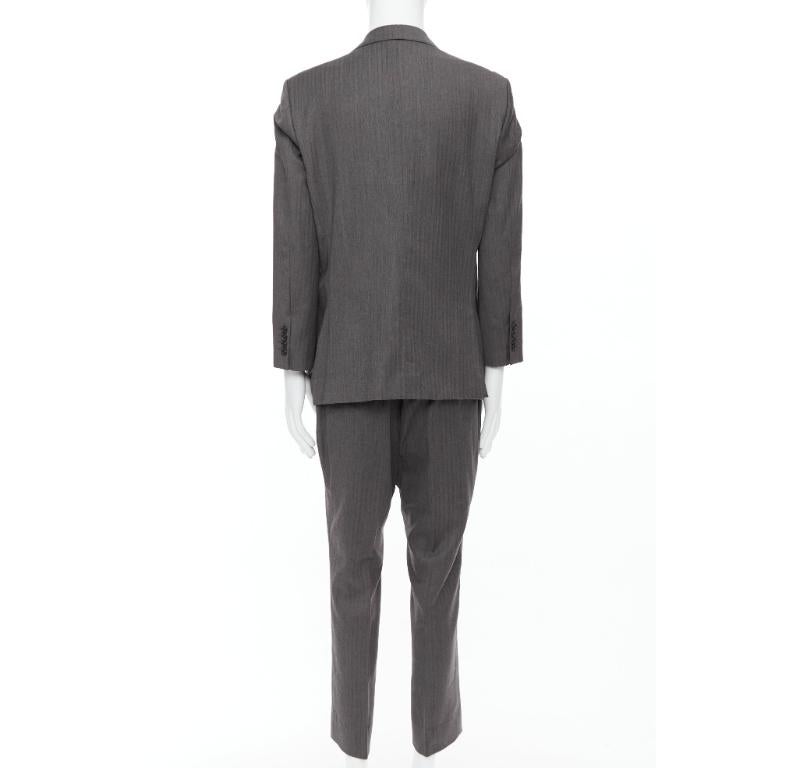 Men's GUCCI Vintage grey stripe cropped sleeve blazer suit IT52 XL For Sale