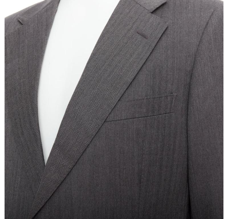 GUCCI Vintage grey stripe cropped sleeve blazer suit IT52 XL For Sale 2