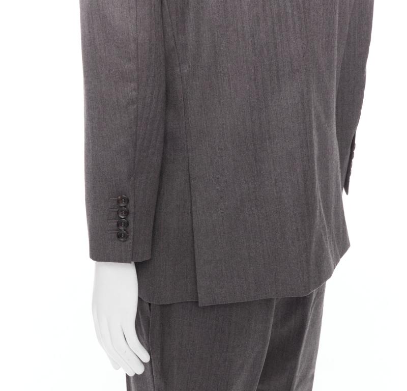 GUCCI Vintage grey stripe cropped sleeve blazer suit IT52 XL For Sale 3