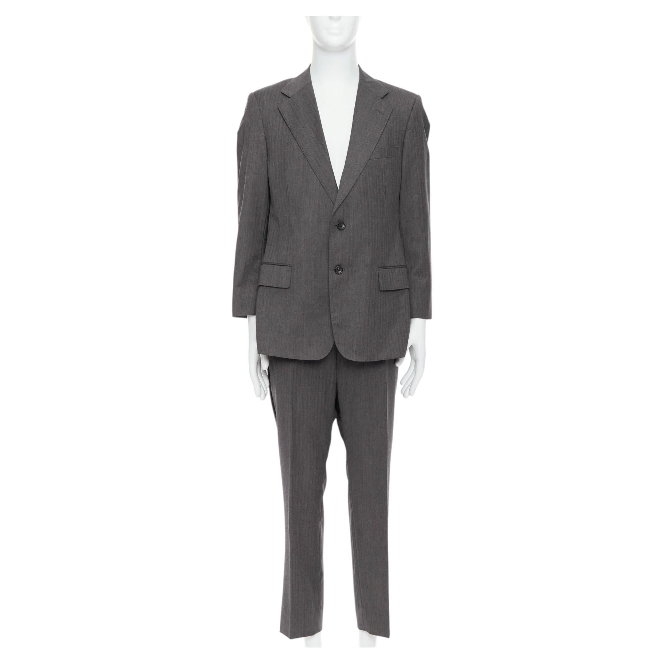 GUCCI Vintage grey stripe cropped sleeve blazer suit IT52 XL
