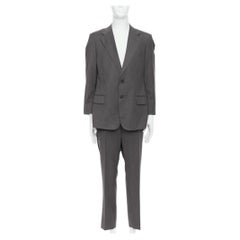 GUCCI Vintage grey stripe cropped sleeve blazer suit IT52 XL
