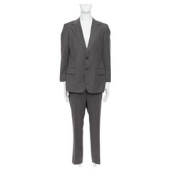 GUCCI Vintage grey stripe cropped sleeve blazer suit IT52 XL
