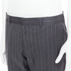GUCCI Vintage grey wool cashmere pinstripe trouser pants IT52 XL